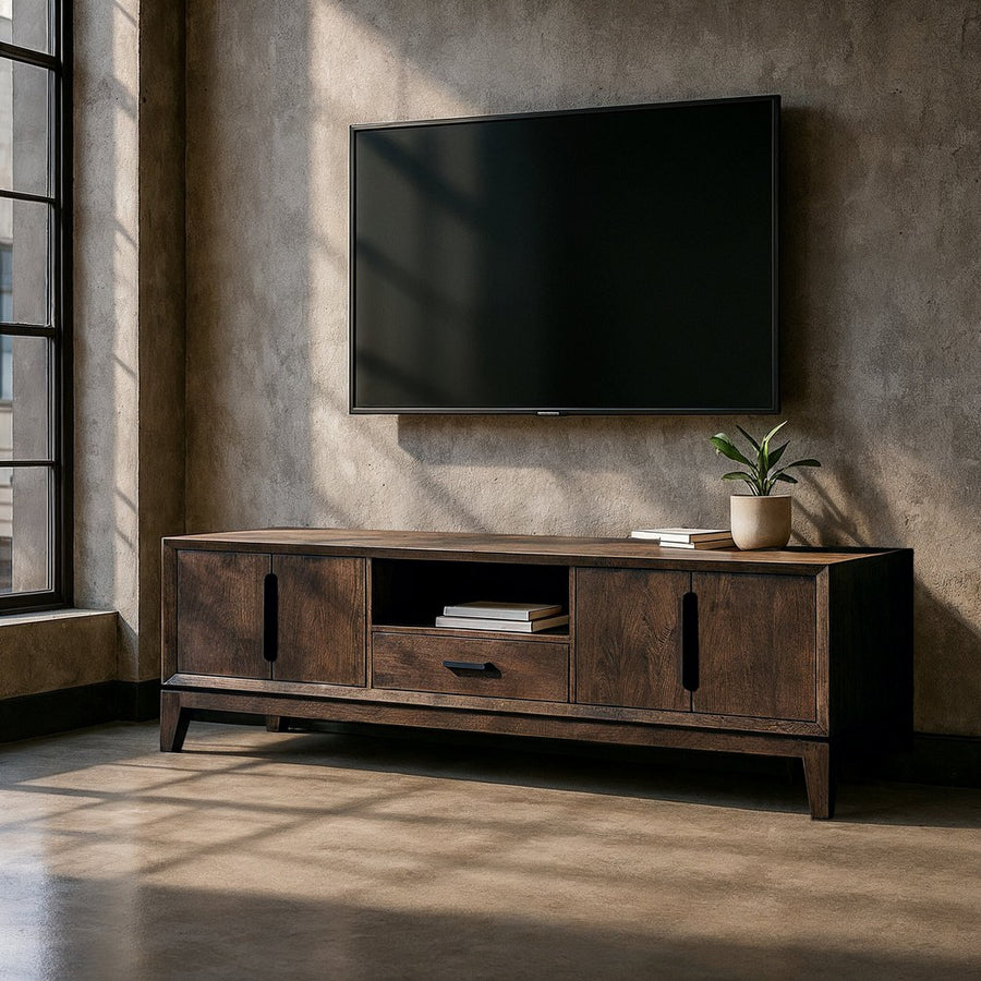 MUEBLE TV MARRÓN MADERA DE MANGO SALÓN 200 X 40 X 55 CM