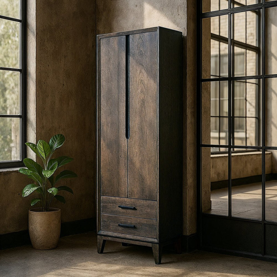 ARMARIO MARRÓN MADERA DE MANGO SALÓN 75 X 40 X 200 CM