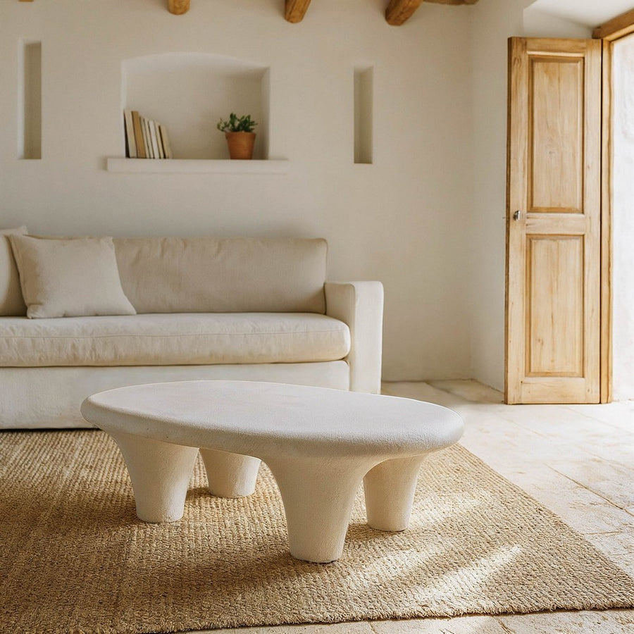 WILMA WHITE POLYRESIN COFFEE TABLE 102 X 62 X 32 CM