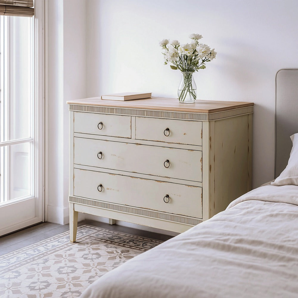 CÓMODA NATURAL-CREMA MADERA 115 X 45 X 90 CM