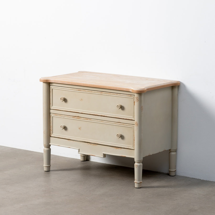 MUEBLE AUXILIAR NATURAL-CREMA MADERA 80 X 45 X 60 CM