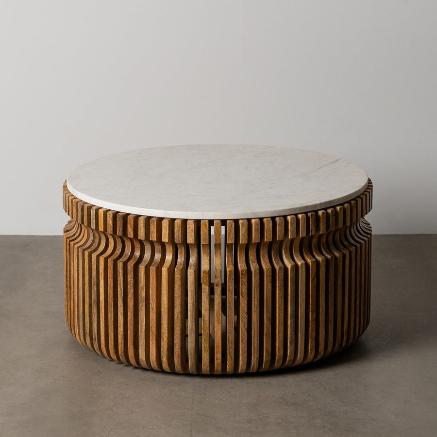 MESA CENTRO MADERA-MÁRMOL SALÓN 80 X 80 X 42 CM