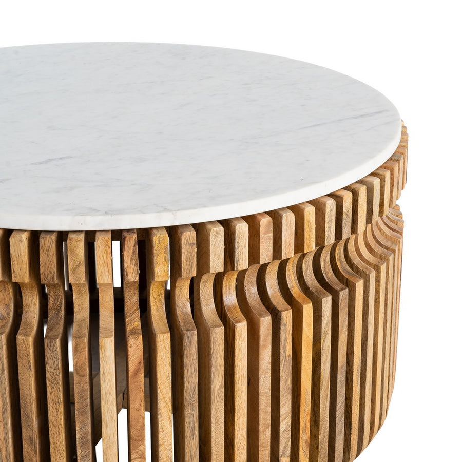 MESA CENTRO MADERA-MÁRMOL SALÓN 80 X 80 X 42 CM