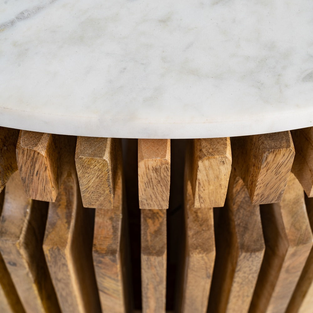 WOOD-MARBLE COFFEE TABLE LIVING ROOM 80 X 80 X 42 CM
