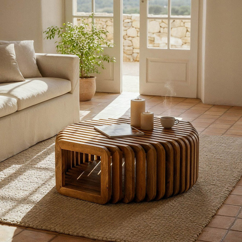 MESA CENTRO MADERA DE MANGO SALÓN 84 X 85 X 32 CM