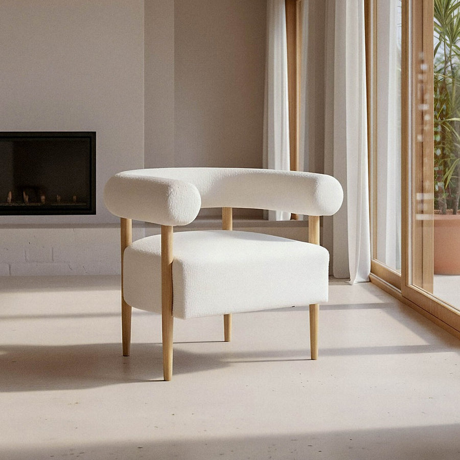 SILLÓN BEIGE TEJIDO-MADERA SALÓN 80 X 67 X 69 CM