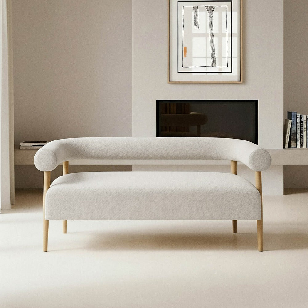 SOF� 2 PLAZAS BEIGE TEJIDO-MADERA SAL�N 143 X 67 X 69 CM
