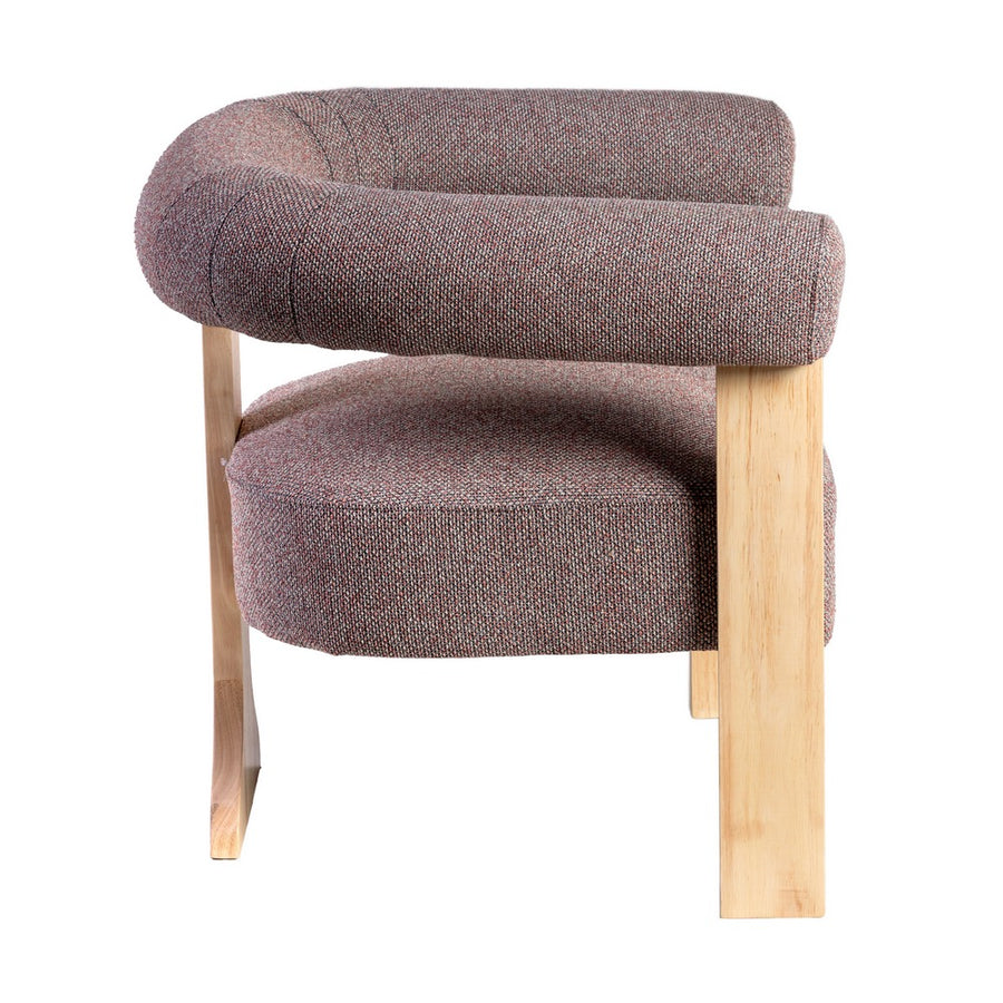 SILLÓN JASPEADO GRIS-ROSA TEJIDO-MADERA 84 X 69 X 72 CM