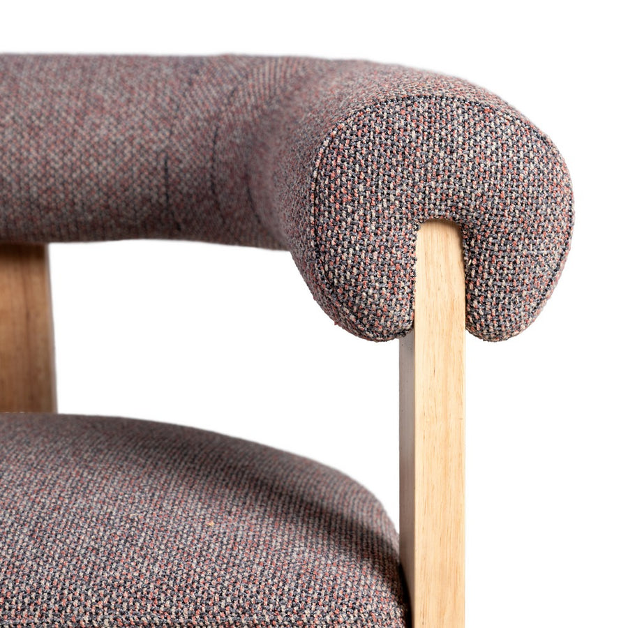 SILLÓN JASPEADO GRIS-ROSA TEJIDO-MADERA 84 X 69 X 72 CM