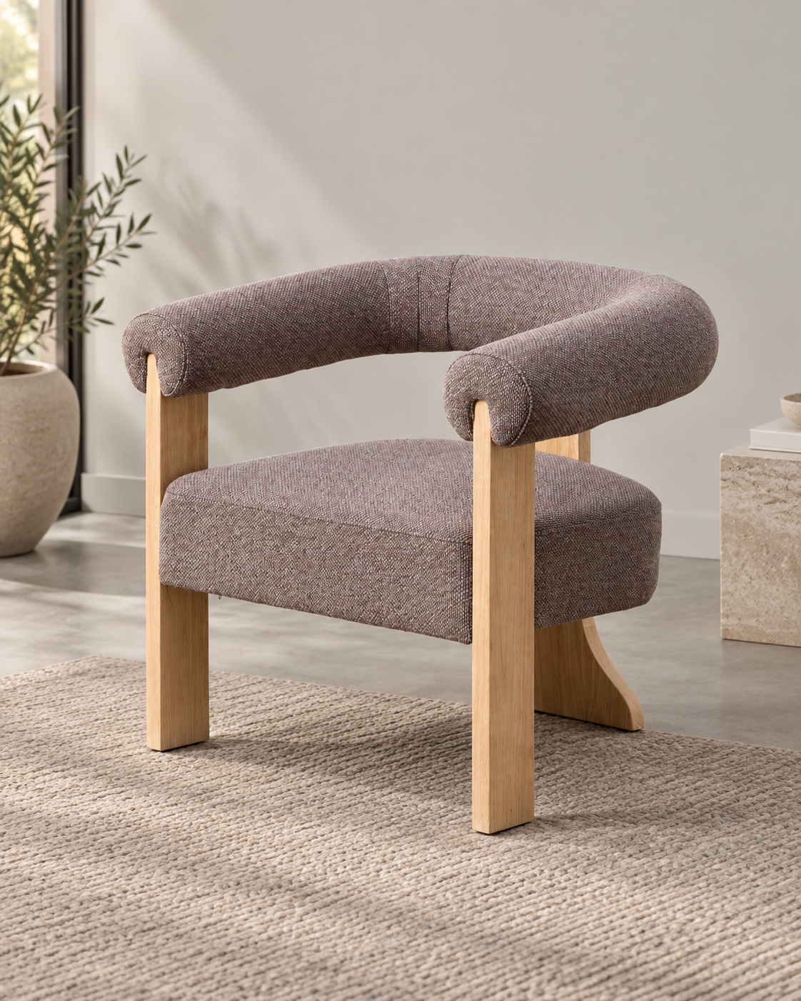SILLÓN JASPEADO GRIS-ROSA vista 3/4
