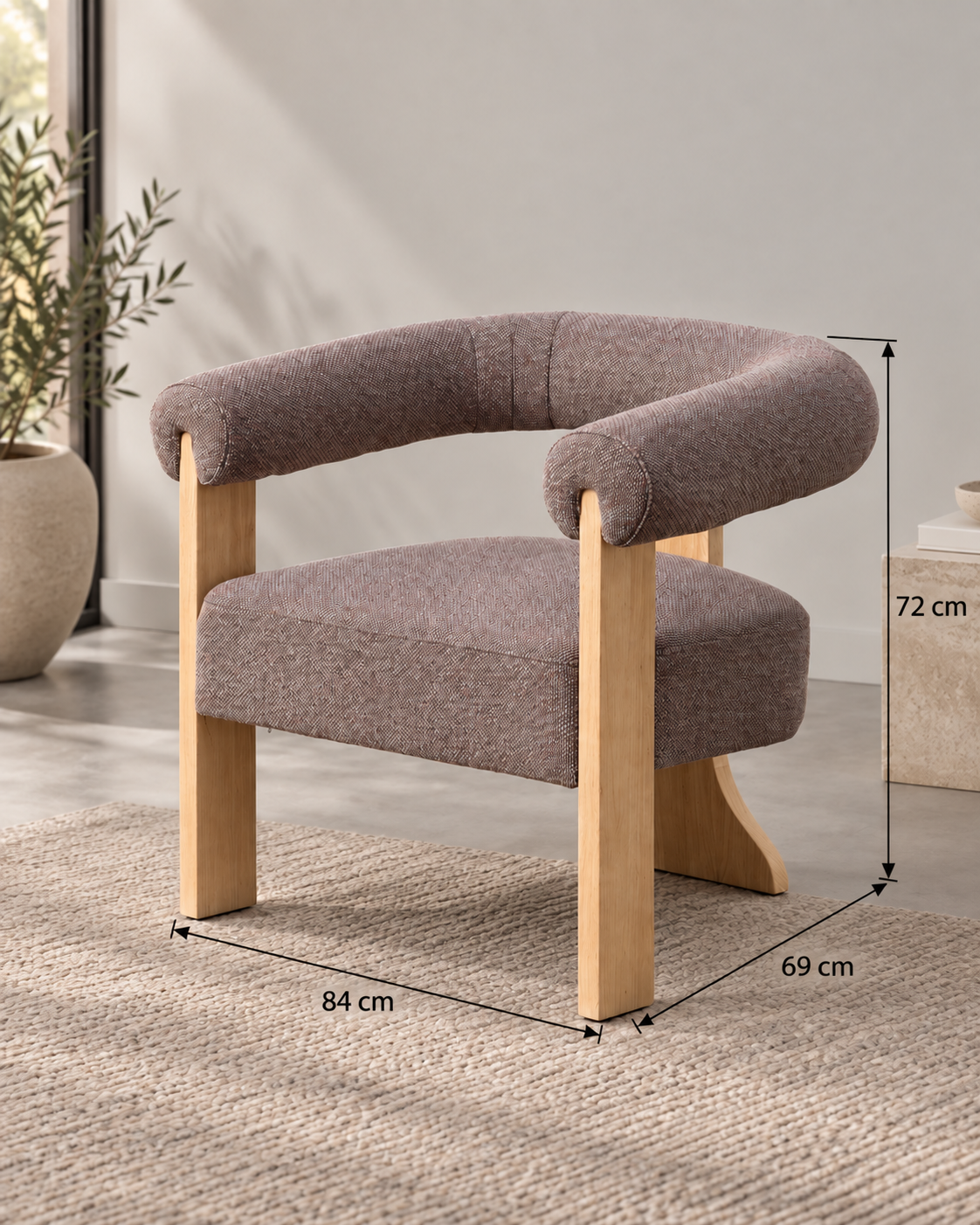 Ficha de medidas SILLÓN JASPEADO GRIS-ROSA