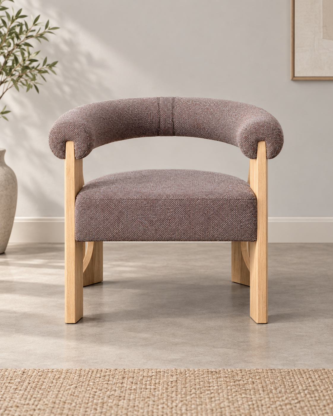SILLÓN JASPEADO GRIS-ROSA frontal