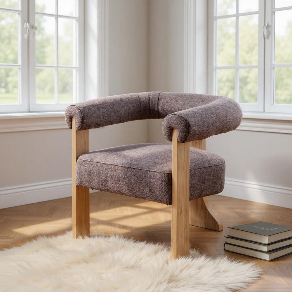 SILLÓN JASPEADO GRIS-ROSA TEJIDO-MADERA 84 X 69 X 72 CM