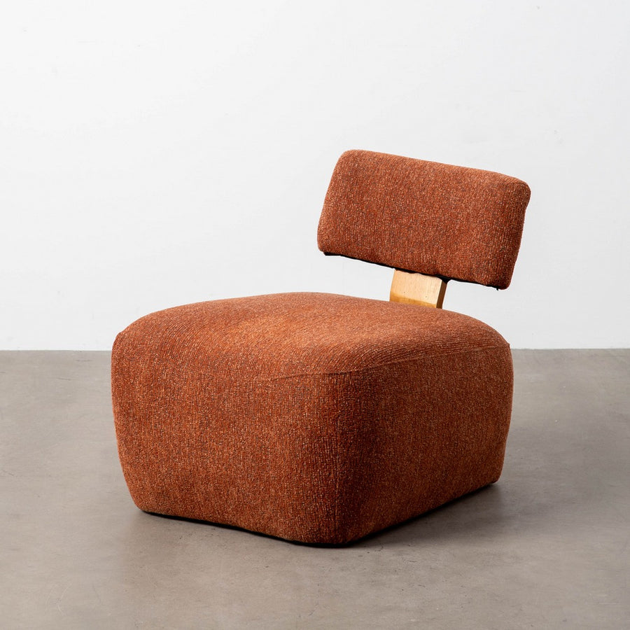 SILLÓN JASPEADO TEJA TEJIDO-MADERA SALÓN 60 X 72 X 64,50 CM