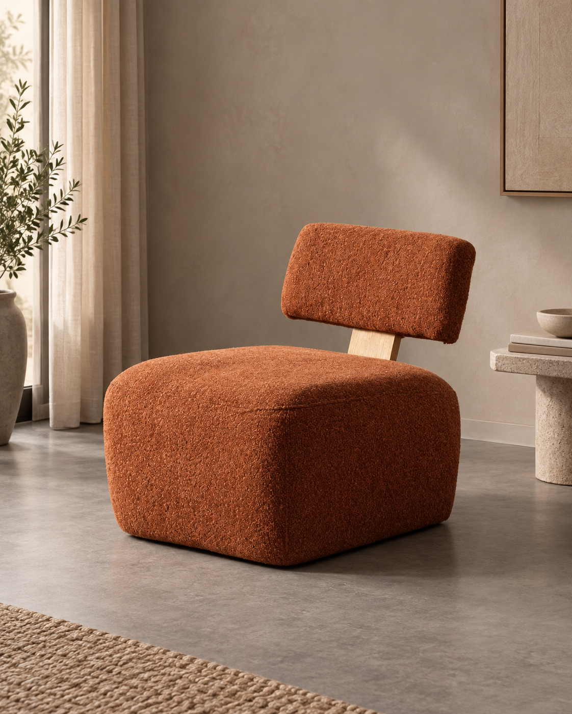 SILLÓN JASPEADO TEJA vista 3/4