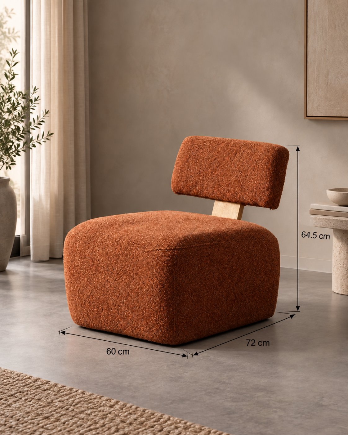 Ficha de medidas SILLÓN JASPEADO TEJA