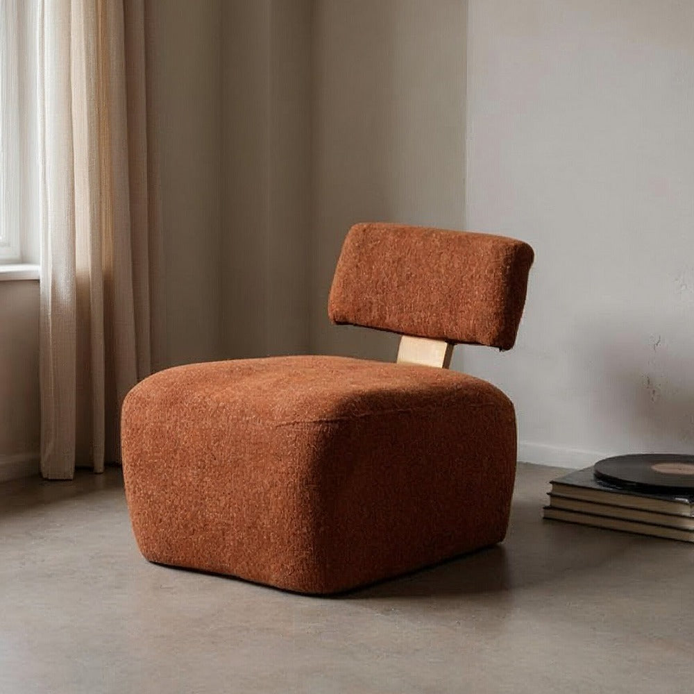 SILLÓN JASPEADO TEJA TEJIDO-MADERA SALÓN 60 X 72 X 64,50 CM