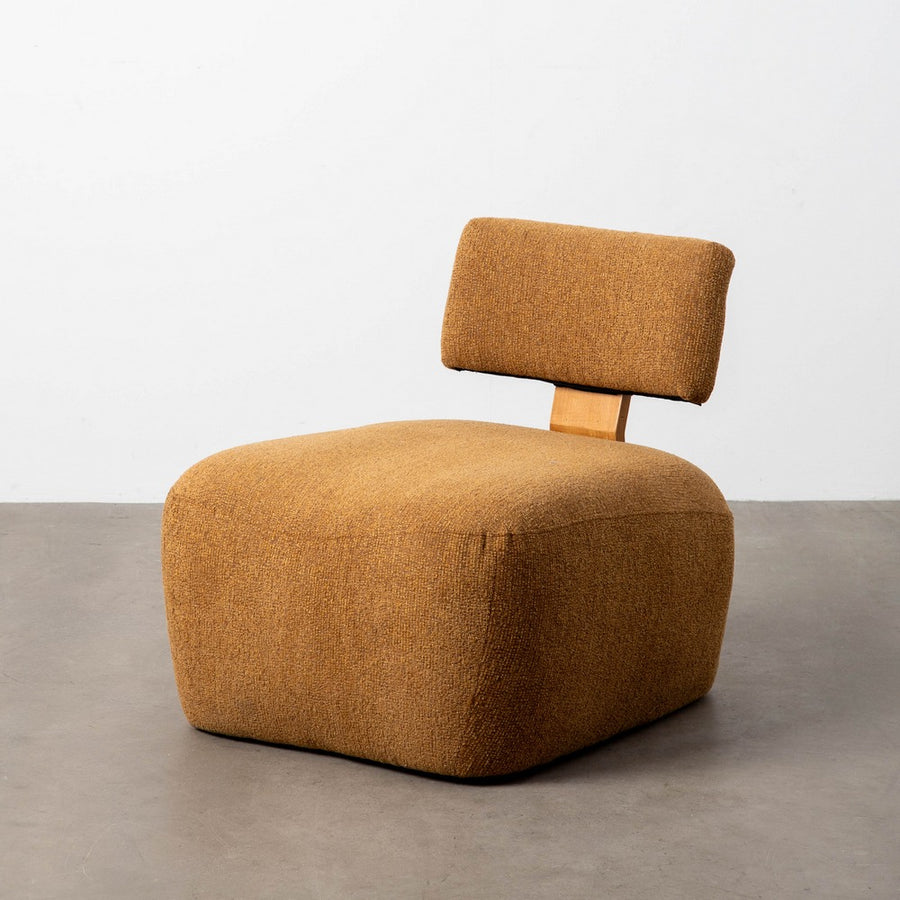 SILLÓN JASPEADO MOSTAZA TEJIDO-MADERA 60 X 72 X 64,50 CM