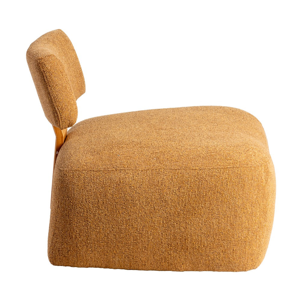 SILLÓN JASPEADO MOSTAZA TEJIDO-MADERA 60 X 72 X 64,50 CM
