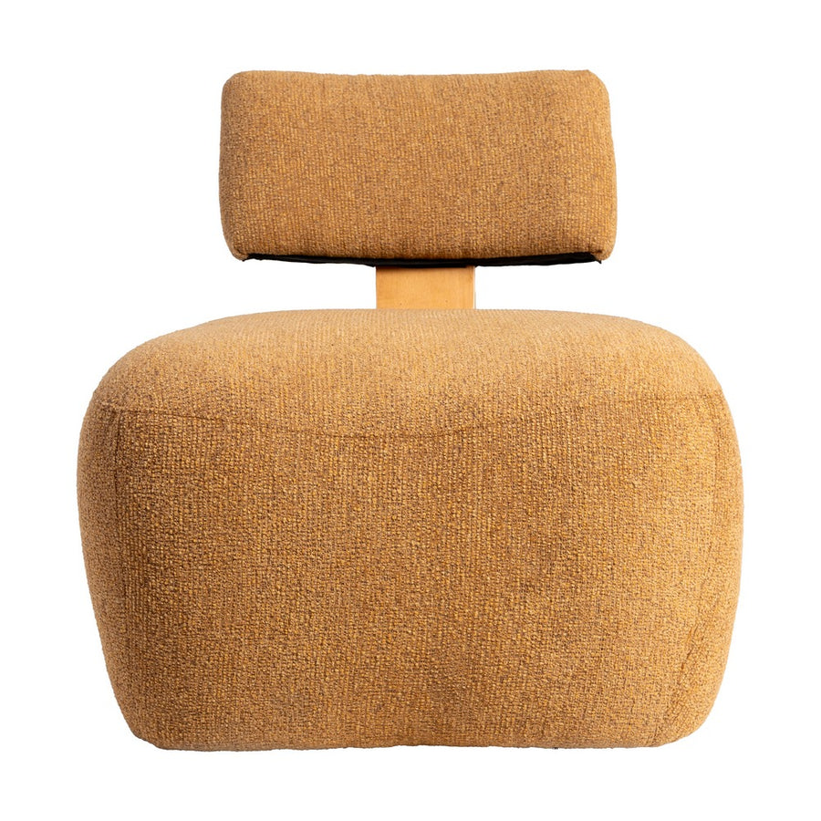 SILLÓN JASPEADO MOSTAZA TEJIDO-MADERA 60 X 72 X 64,50 CM