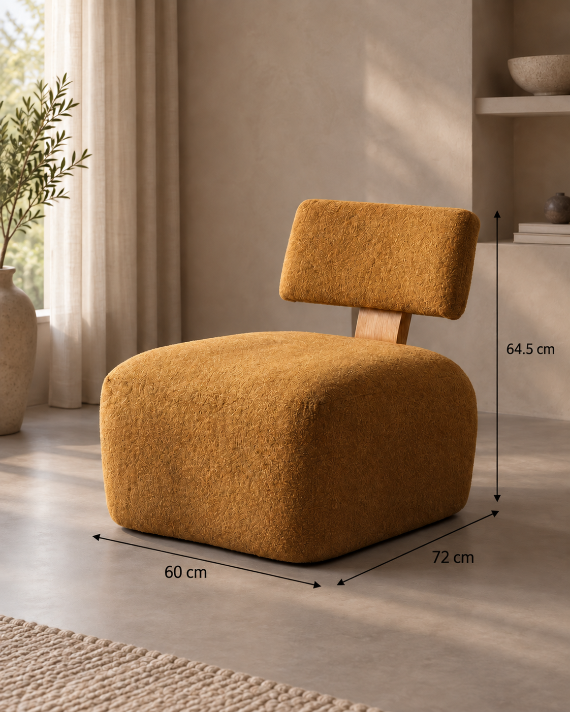 Ficha de medidas SILLÓN JASPEADO MOSTAZA