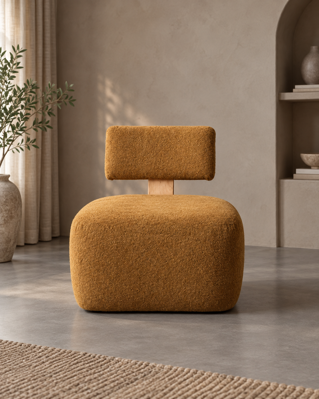 SILLÓN JASPEADO MOSTAZA frontal