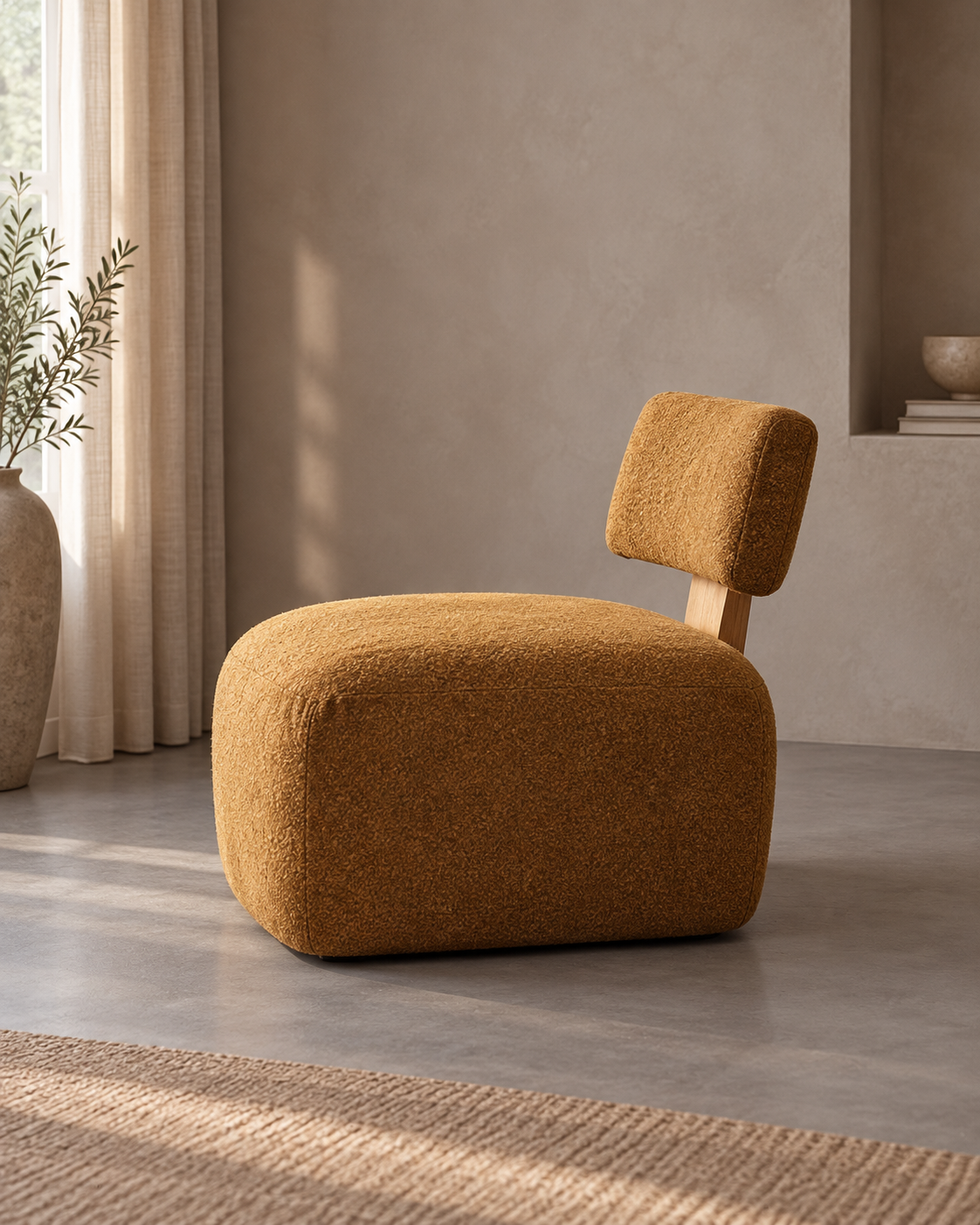 SILLÓN JASPEADO MOSTAZA lateral