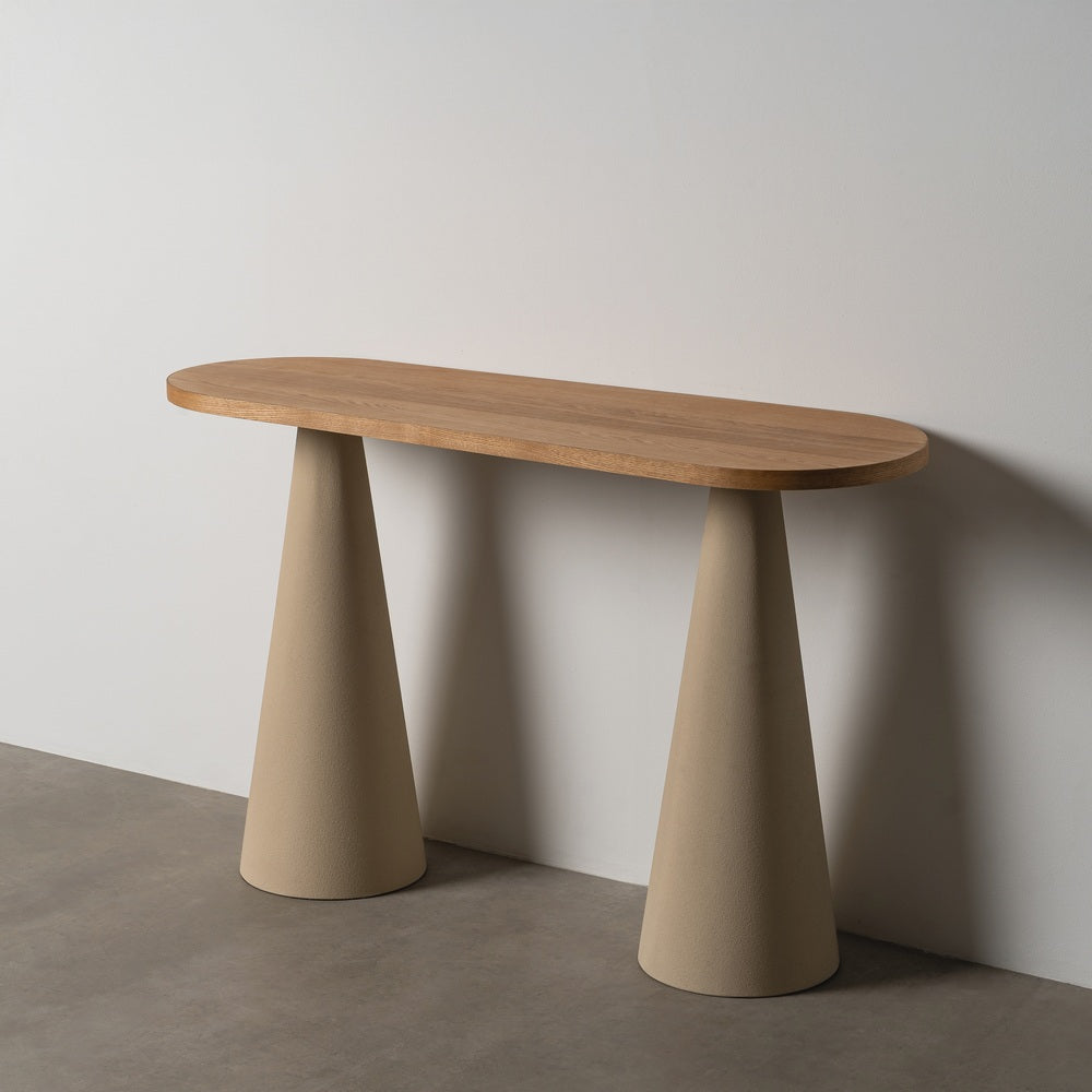 CONSOLA NATURAL-CREMA DM-METAL 120 X 40 X 76 CM