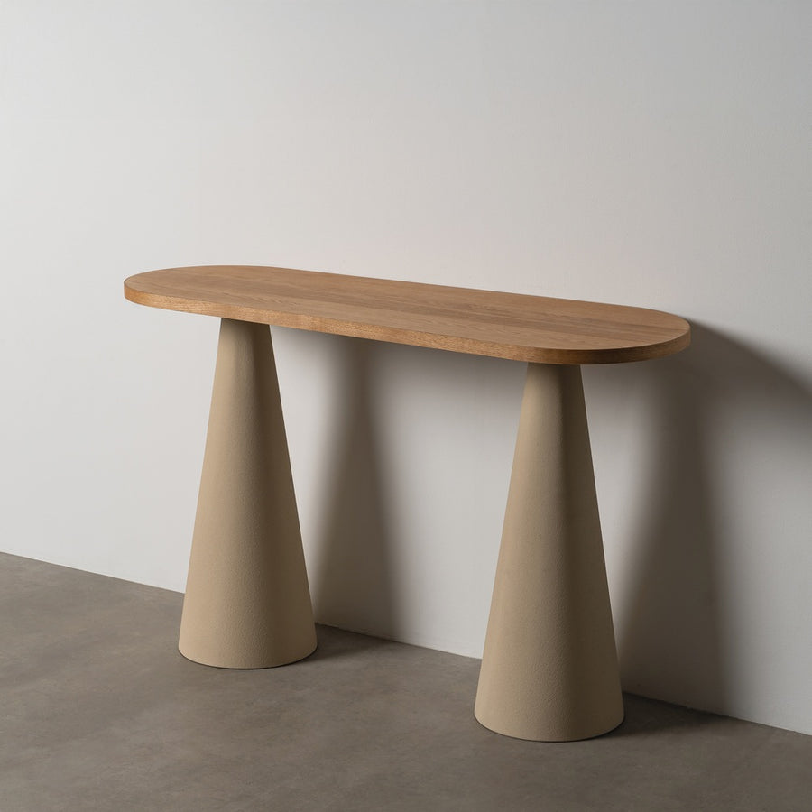 CONSOLA NATURAL-CREMA DM-METAL 120 X 40 X 76 CM