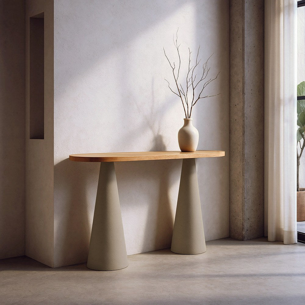 CONSOLA NATURAL-CREMA DM-METAL 120 X 40 X 76 CM