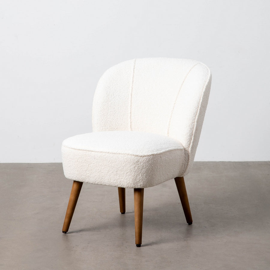 SILLÓN BEIGE MADERA DE CAUCHO SALÓN 54 X 64 X 73 CM