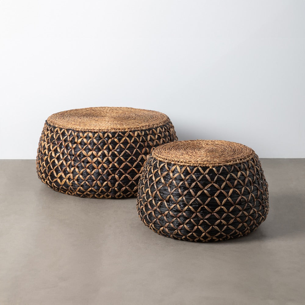 S/2 MESA CENTRO NATURAL-NEGRO 100 X 100 X 40 CM