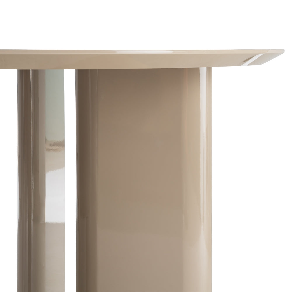 MESA COMEDOR ALTO BRILLO TAUPE DM 120 X 120 X 75 CM
