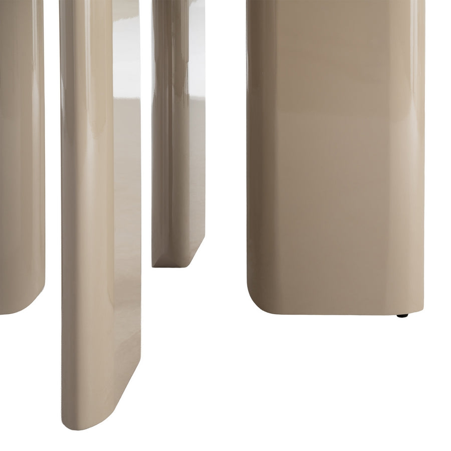 MESA COMEDOR ALTO BRILLO TAUPE DM 120 X 120 X 75 CM