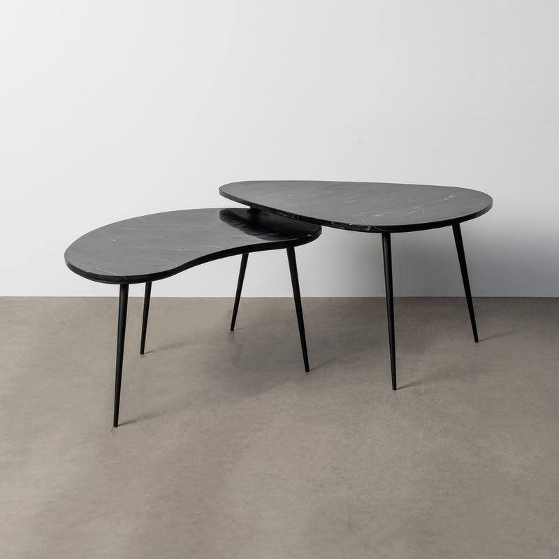 S/2 MESA CENTRO NEGRO MÁRMOL SALÓN 87 X 59 X 47 CM