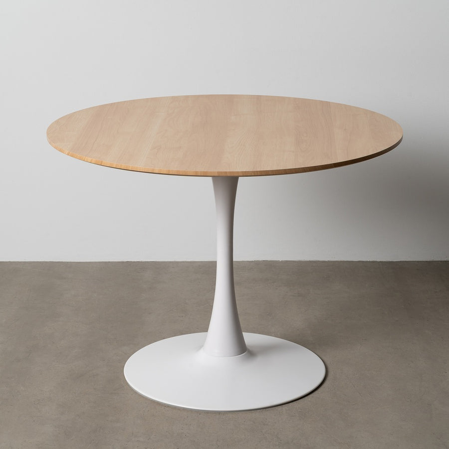 MESA COMEDOR NATURAL-BLANCO DM-METAL 100 X 100 X 75 CM