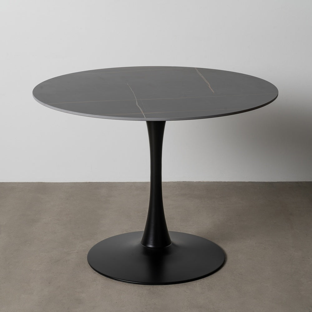 MESA COMEDOR NEGRO PIEDRA SINTERIZADA 100 X 100 X 75 CM