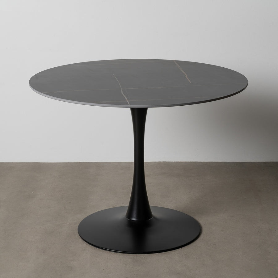 MESA COMEDOR NEGRO PIEDRA SINTERIZADA 100 X 100 X 75 CM