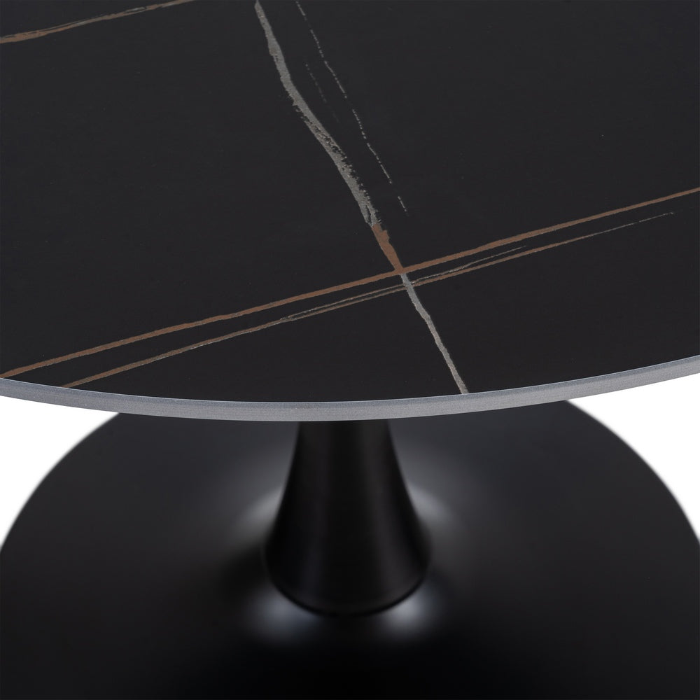 MESA COMEDOR NEGRO PIEDRA SINTERIZADA 100 X 100 X 75 CM