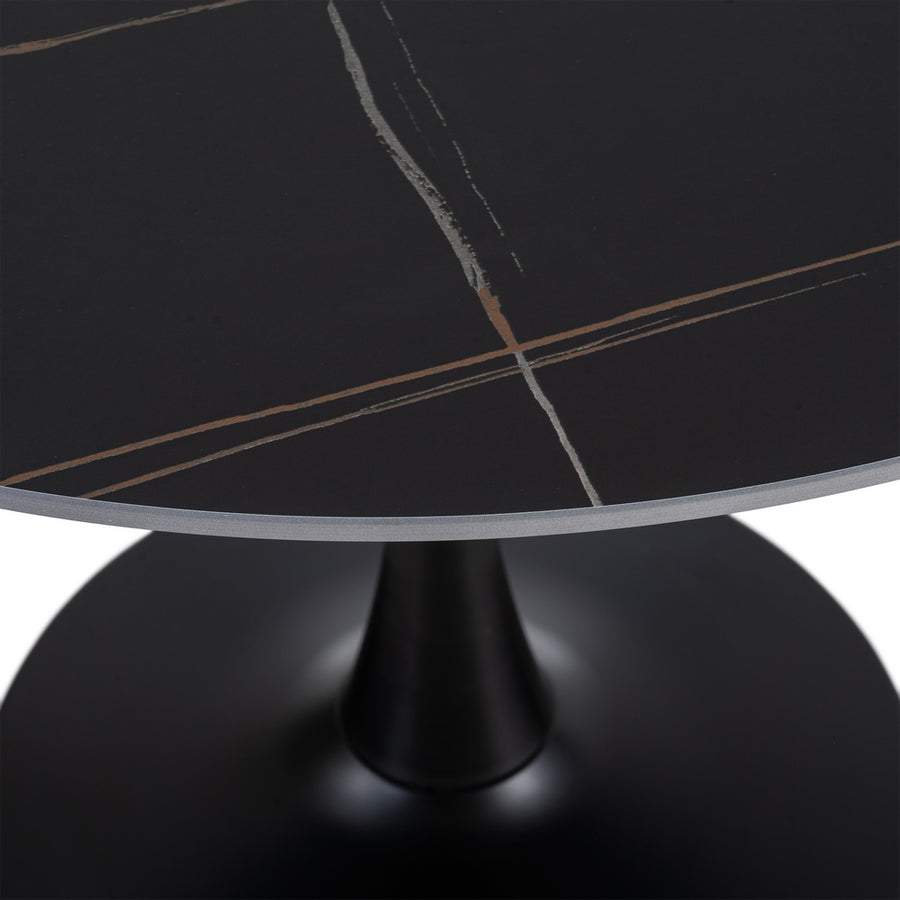 MESA COMEDOR NEGRO PIEDRA SINTERIZADA 100 X 100 X 75 CM