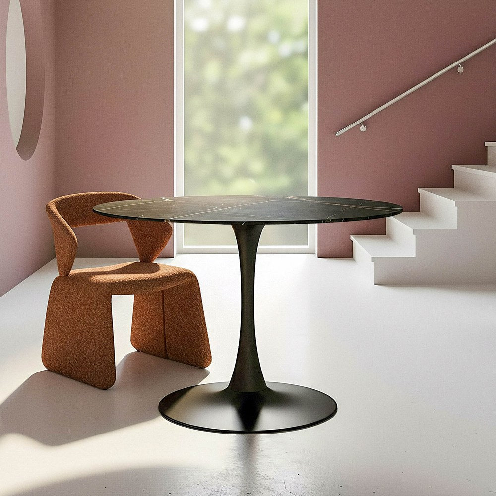 MESA COMEDOR NEGRO PIEDRA SINTERIZADA 100 X 100 X 75 CM