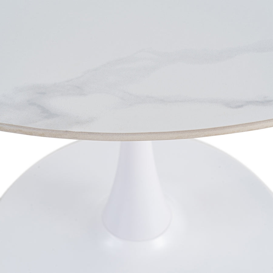 MESA COMEDOR BLANCO PIEDRA SINTERIZADA 100 X 100 X 75 CM