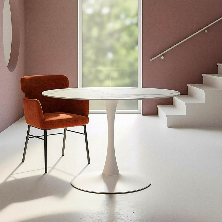 MESA COMEDOR BLANCO PIEDRA SINTERIZADA 100 X 100 X 75 CM