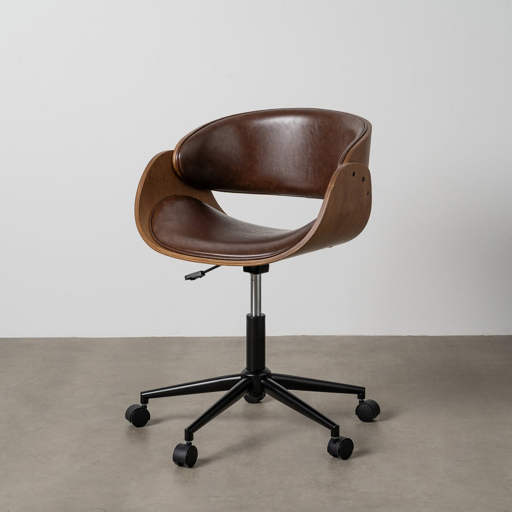 SILLA RUEDAS MARR�N MADERA / SIMIL PIEL 59 X 64 X 88 CM