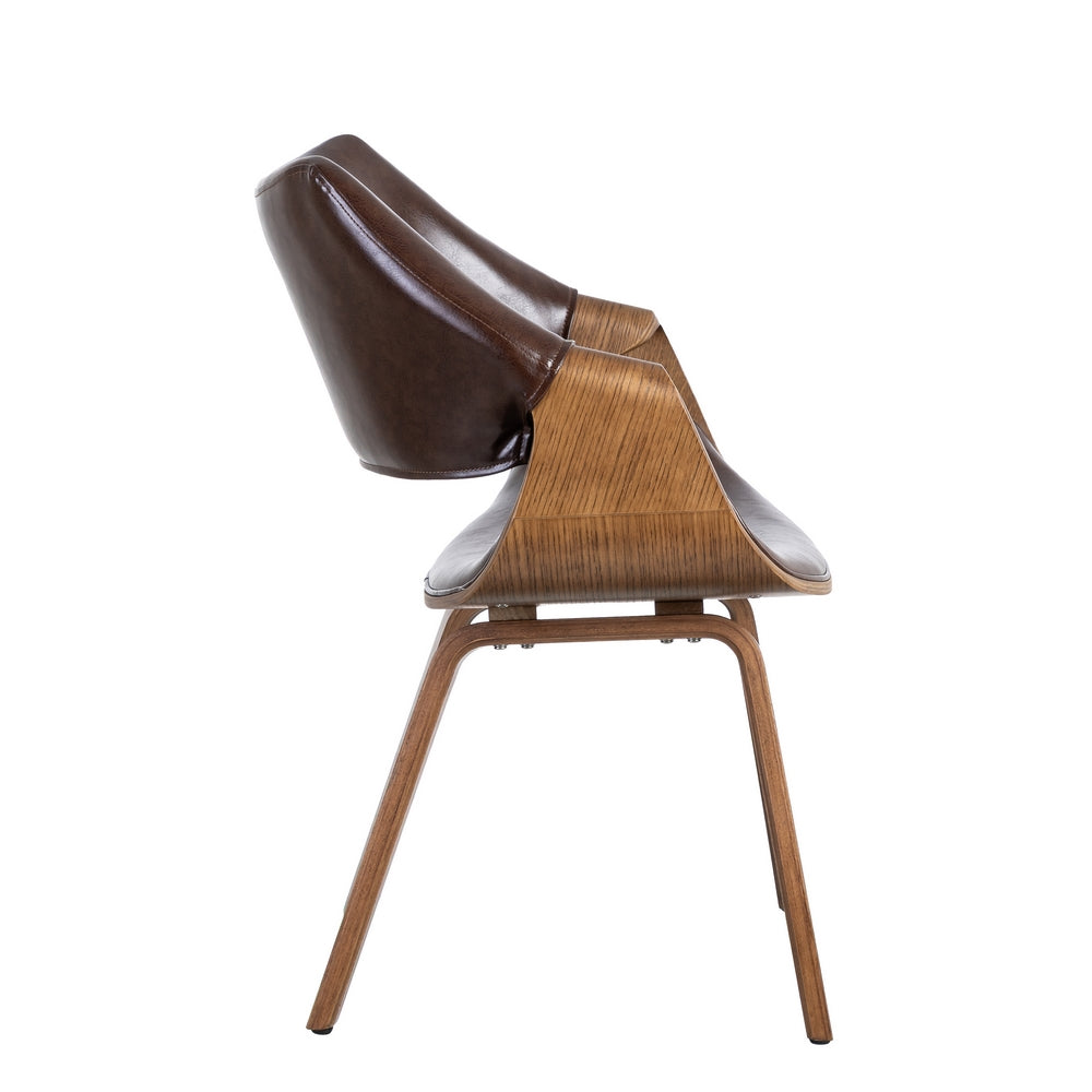 SILLA MARRÓN MADERA / SIMIL PIEL 61 X 56 X 82 CM