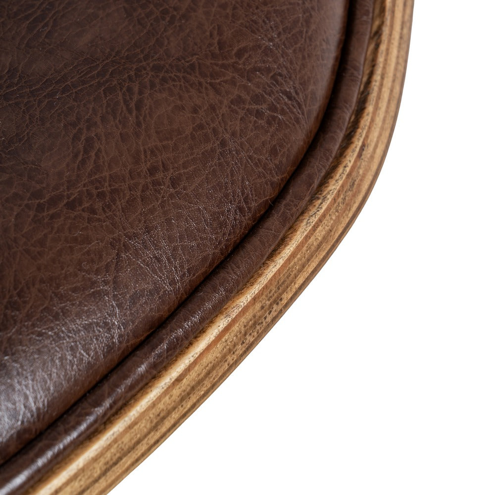 SILLA MARRÓN MADERA / SIMIL PIEL 61 X 56 X 82 CM