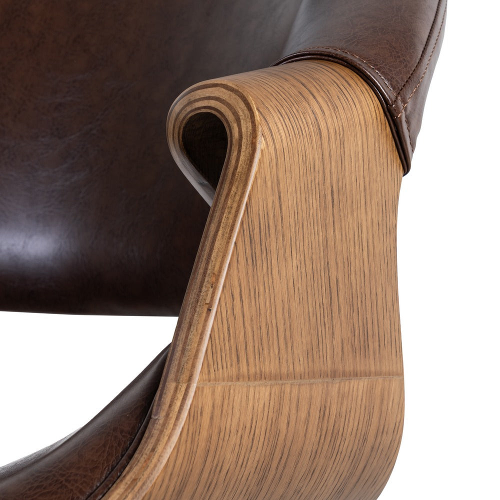 SILLA MARRÓN MADERA / SIMIL PIEL 61 X 56 X 82 CM