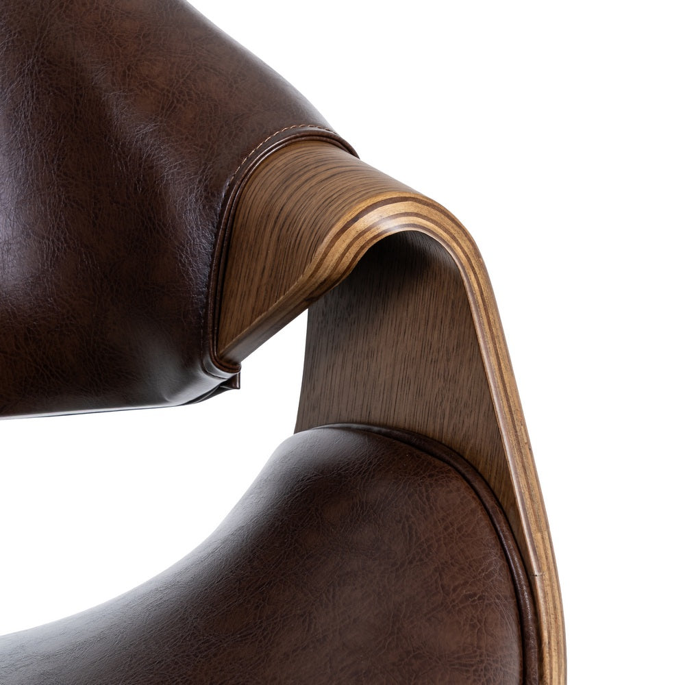 SILLA MARRÓN MADERA / SIMIL PIEL 61 X 56 X 82 CM