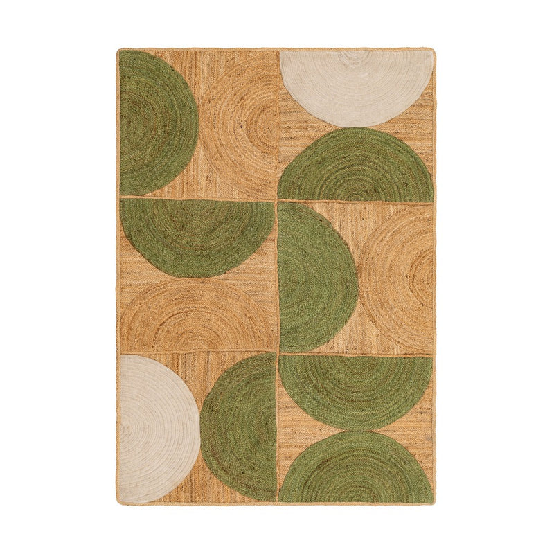 ALFOMBRA NATURAL-VERDE YUTE DECORACIÓN 160 X 230 CM