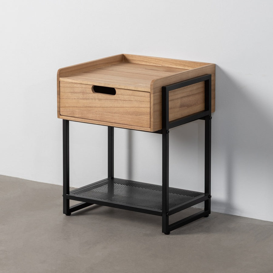MESITA NATURAL-NEGRO DM-METAL 45 X 41 X 56,50 CM